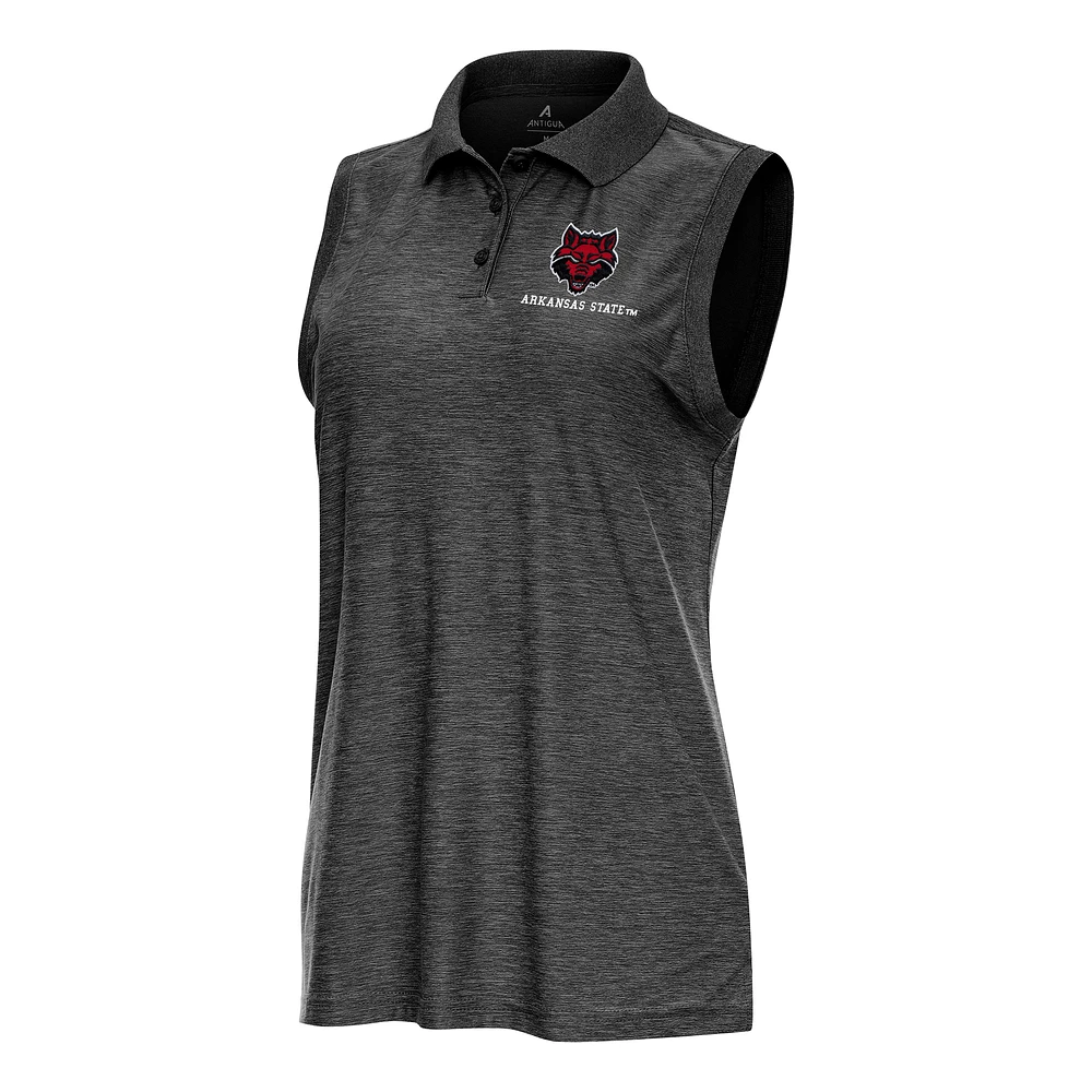 Women's Antigua Heather Arkansas State Red Wolves Recap Sleeveless Polo