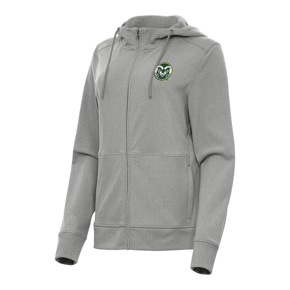 Women's Antigua Heather Colorado State Rams Seeker Full-Zip Hoodie