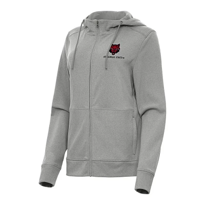 Women's Antigua Heather Gray Arkansas State Red Wolves Seeker Full-Zip Hoodie