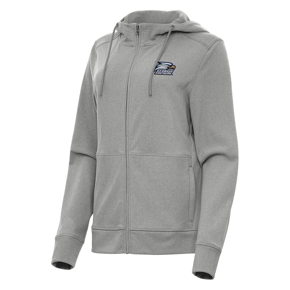 Women's Antigua Heather Gray Georgia Southern Eagles Seeker Full-Zip Hoodie