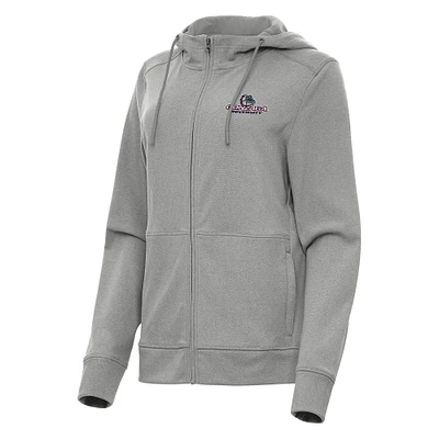 Women's Antigua Heather Gray Gonzaga Bulldogs Seeker Full-Zip Hoodie