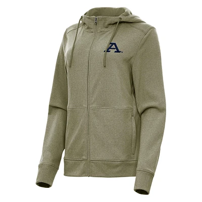 Women's Antigua Olive Akron Zips Seeker Full-Zip Hoodie