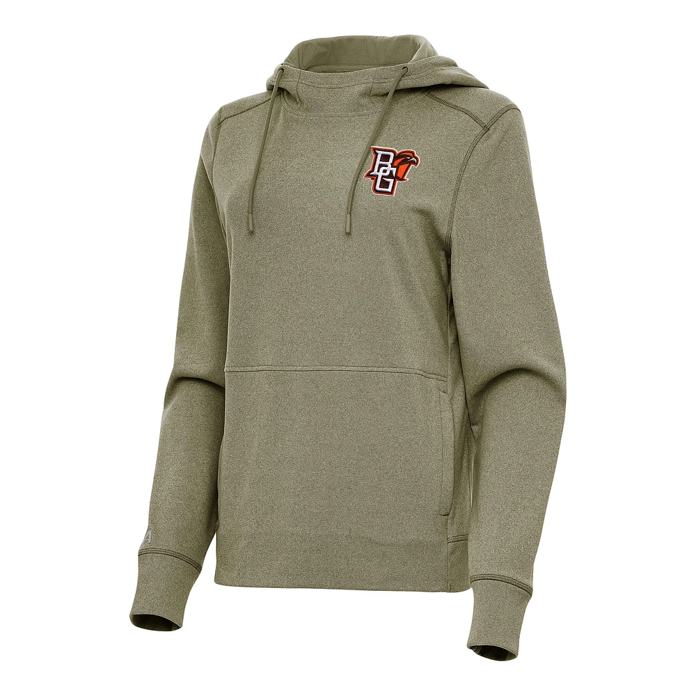 Women's Antigua Olive Bowling Green St. Falcons Justice Pullover Hoodie