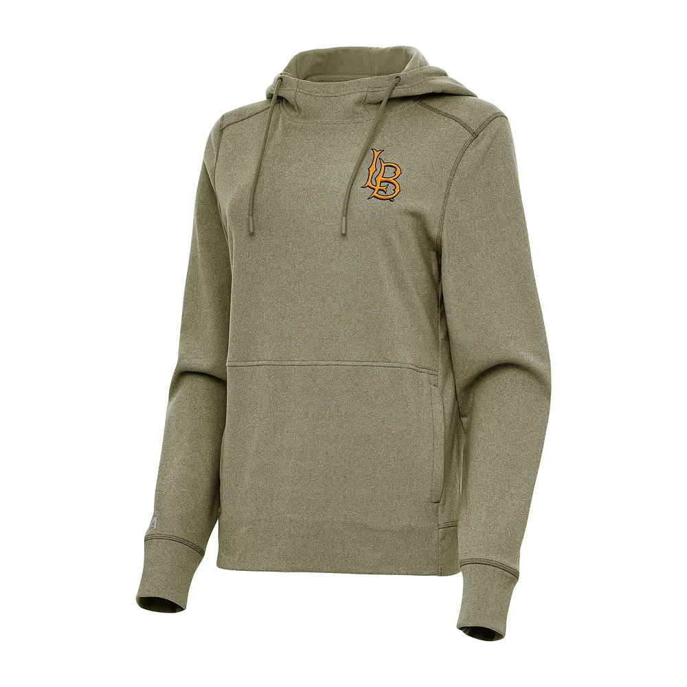 Women's Antigua Olive Cal State Long Beach The Justice Pullover Hoodie