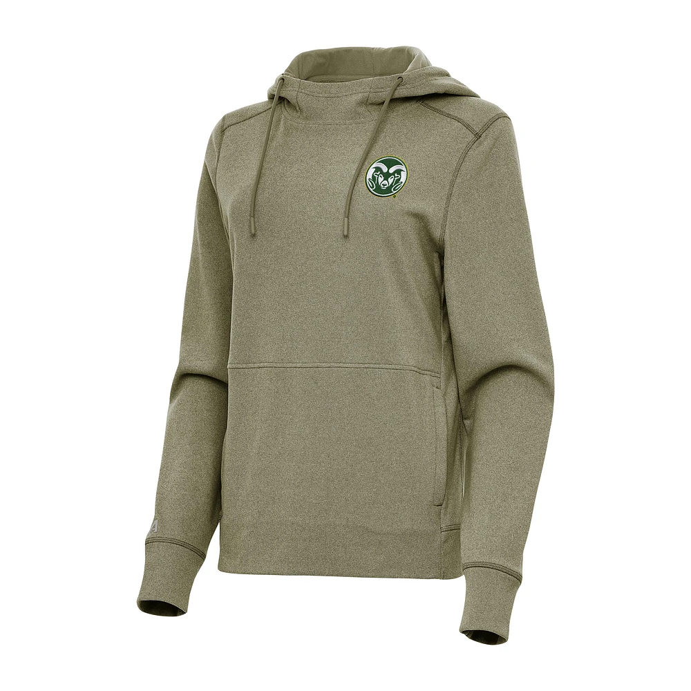 Women's Antigua Olive Colorado State Rams Justice Pullover Hoodie