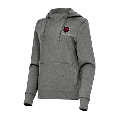 Women's Antigua Heather Arkansas State Red Wolves Justice Pullover Hoodie