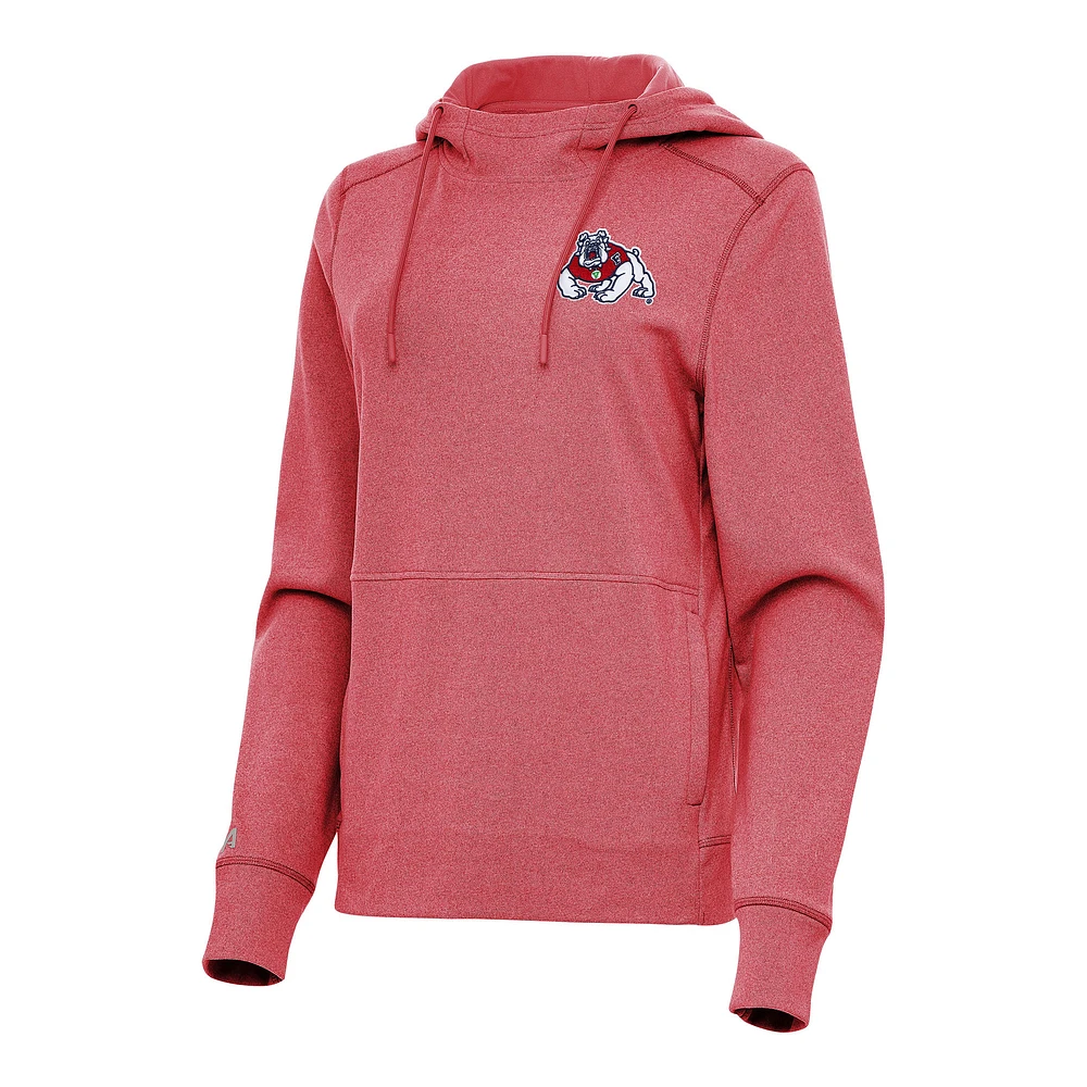 Women's Antigua Heather Fresno State Bulldogs Justice Pullover Hoodie