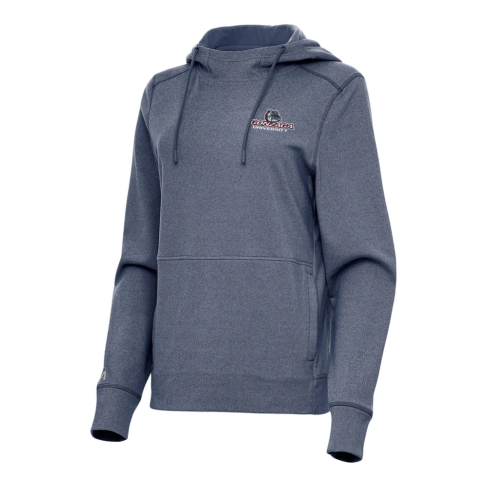 Women's Antigua Heather Navy Gonzaga Bulldogs Justice Pullover Hoodie