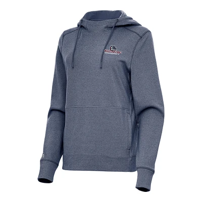 Women's Antigua Heather Navy Gonzaga Bulldogs Justice Pullover Hoodie
