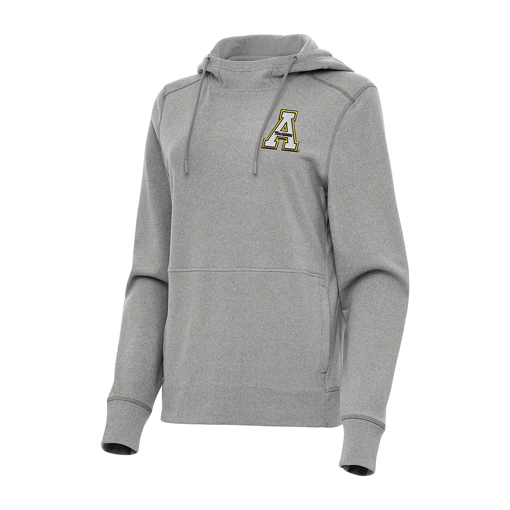 Women's Antigua Heather Gray Appalachian State Mountaineers Justice Pullover Hoodie