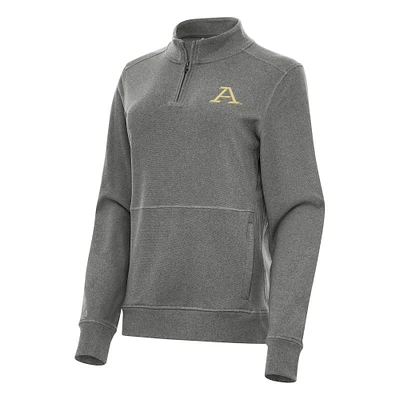Women's Antigua Heather Charcoal Akron Zips Crush Quarter-Zip Fleece Sweatshirt