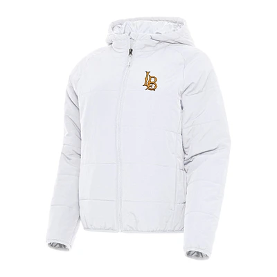 Women's Antigua White Cal State Long Beach The Beach Universe Full-Zip Puffer Jacket