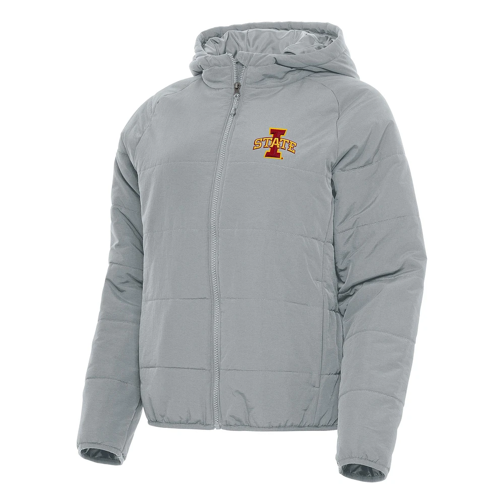 Women's Antigua Iowa State Cyclones Universe Full-Zip Puffer Jacket