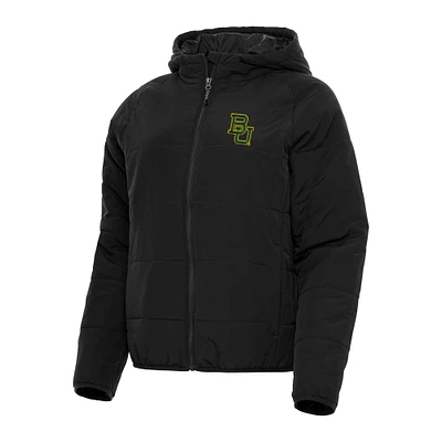 Women's Antigua Black Baylor Bears Universe Full-Zip Puffer Jacket