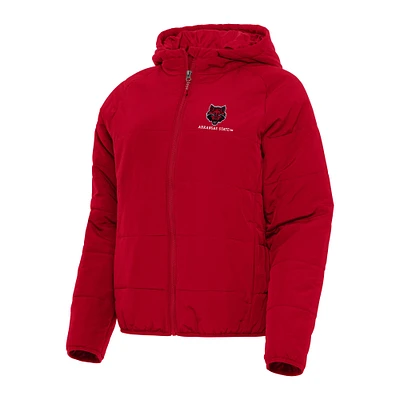 Women's Antigua Scarlet Arkansas State Red Wolves Universe Full-Zip Puffer Jacket