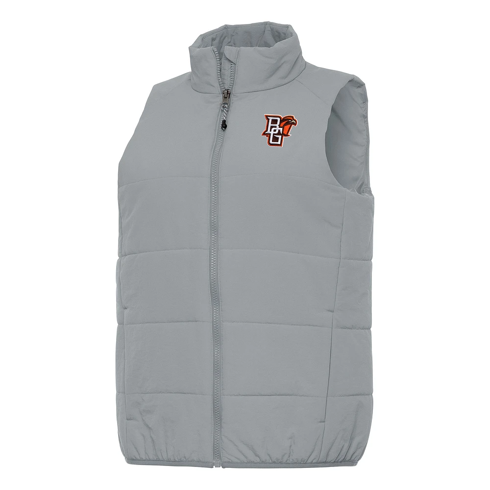 Women's Antigua Gray Bowling Green St. Falcons Experience Full-Zip Vest