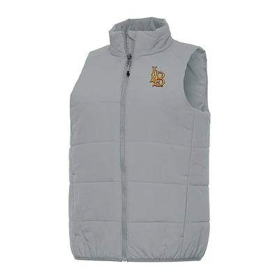 Women's Antigua Gray Cal State Long Beach The Beach Experience Full-Zip Vest
