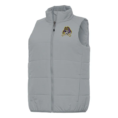 Women's Antigua Gray ECU Pirates Experience Full-Zip Vest