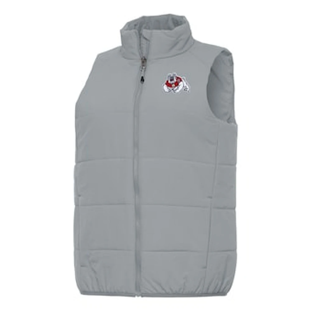Women's Antigua Gray Fresno State Bulldogs Experience Full-Zip Vest
