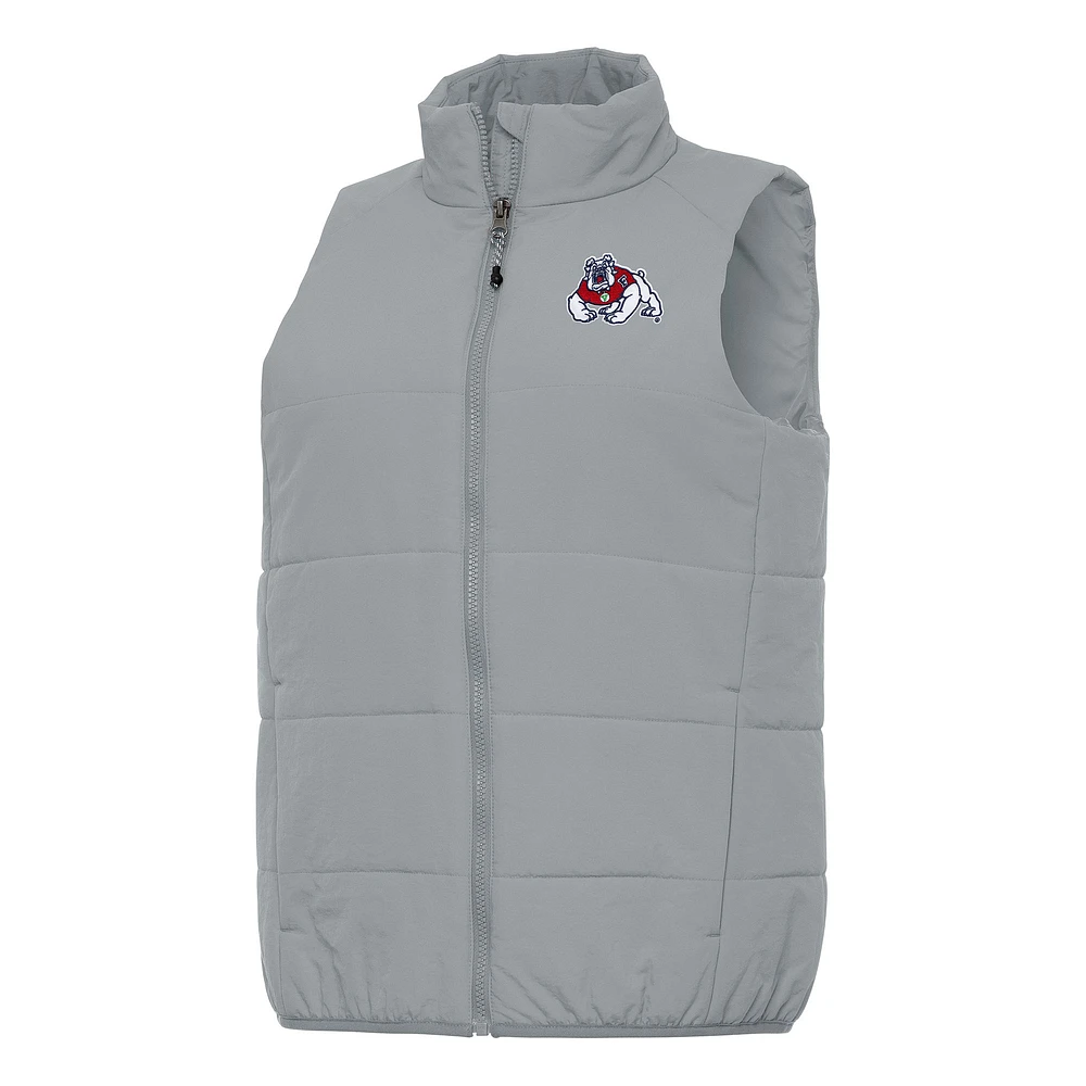 Women's Antigua Gray Fresno State Bulldogs Experience Full-Zip Vest