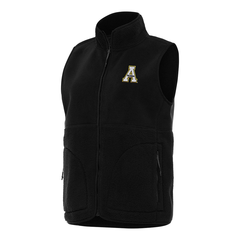 Women's Antigua Black Appalachian State Mountaineers Nostalgic Full-Zip Vest