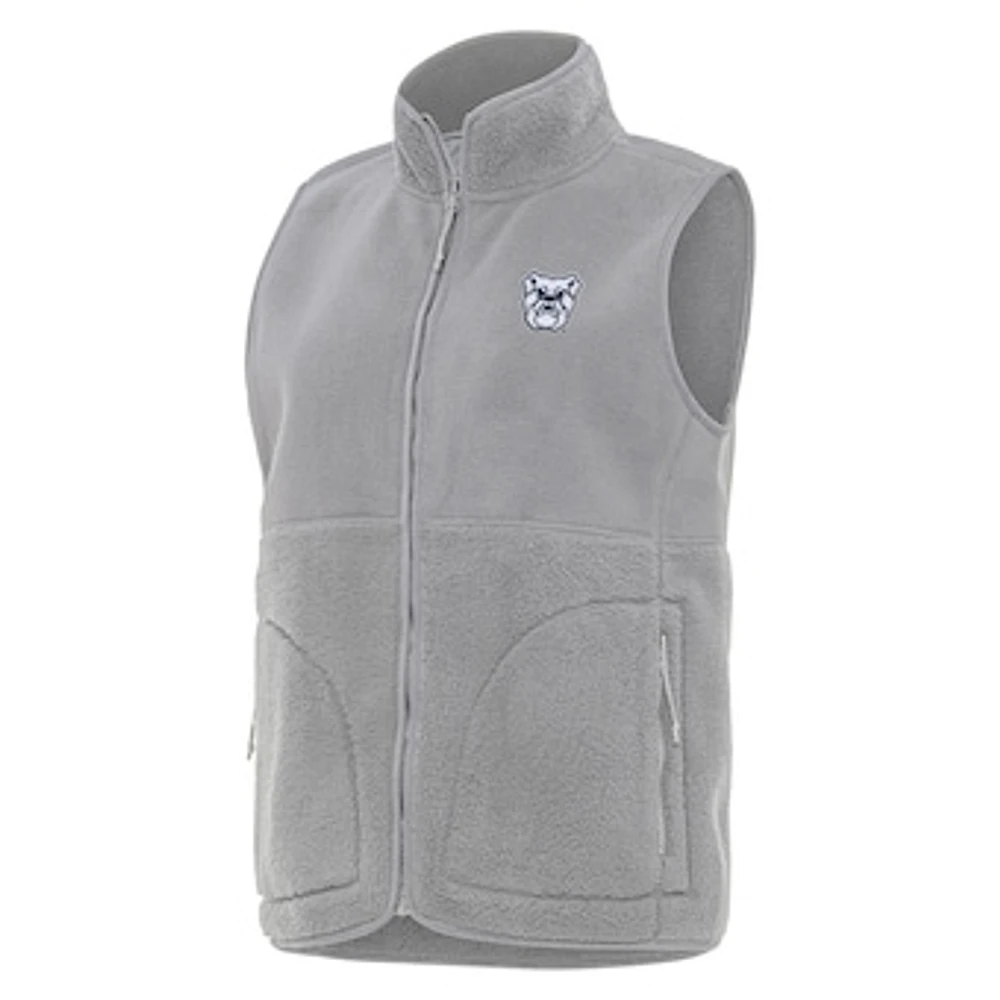 Women's Antigua Gray Butler Bulldogs Nostalgic Full-Zip Vest
