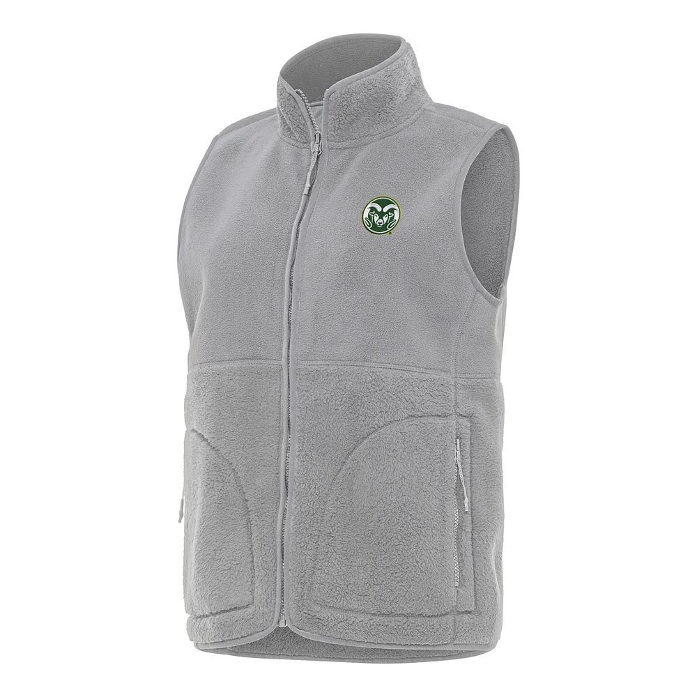 Women's Antigua Gray Colorado State Rams Nostalgic Full-Zip Vest