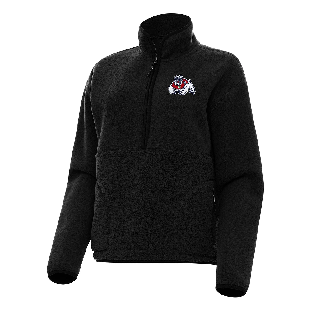 Women's Antigua Fresno State Bulldogs Figure Half-Zip Pullover Sweatshirt