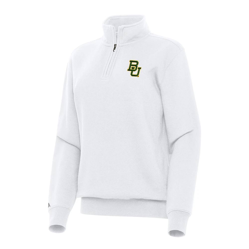 Women's Antigua White Baylor Bears Victory Quarter-Zip Sweatshirt