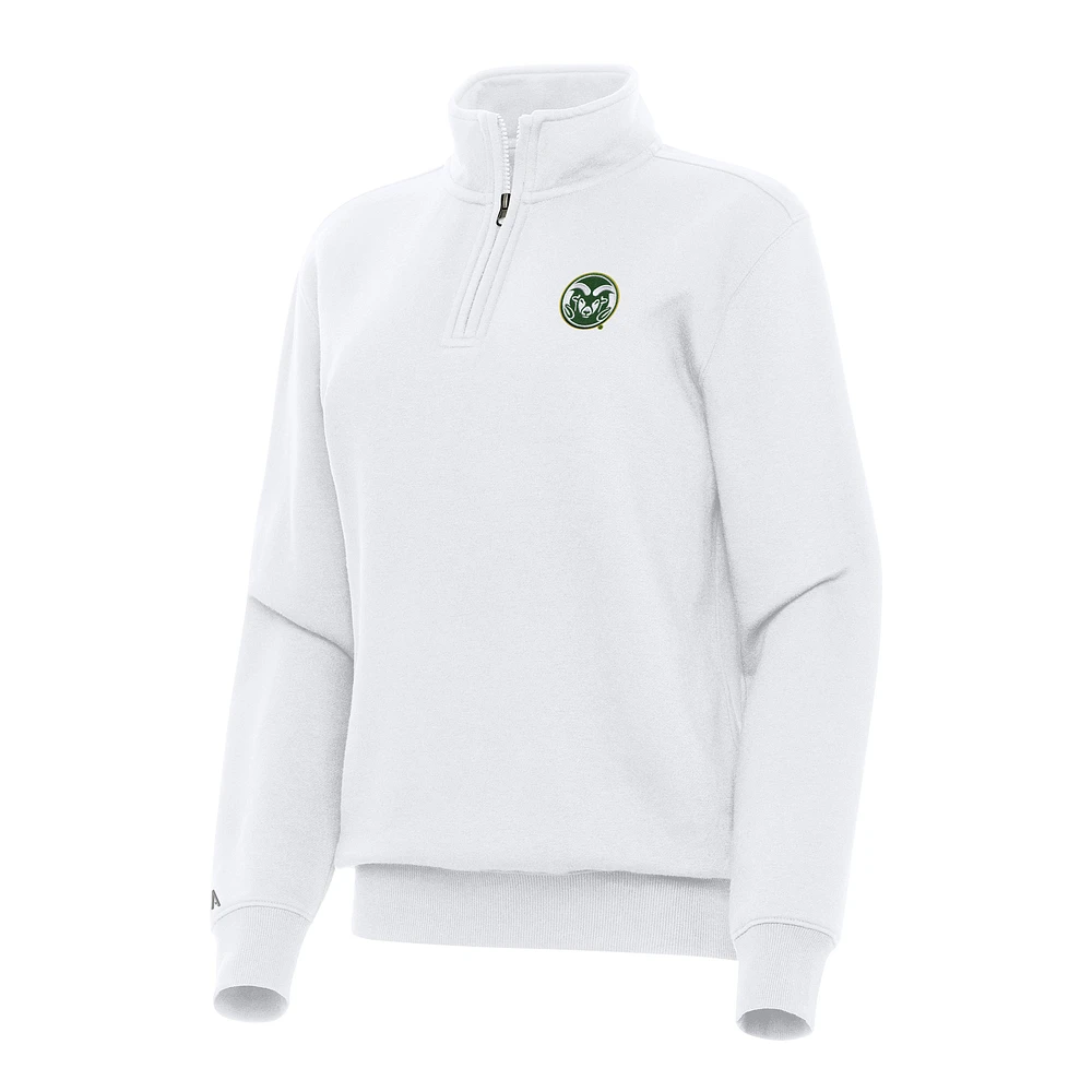 Women's Antigua White Colorado State Rams Victory Quarter-Zip Sweatshirt