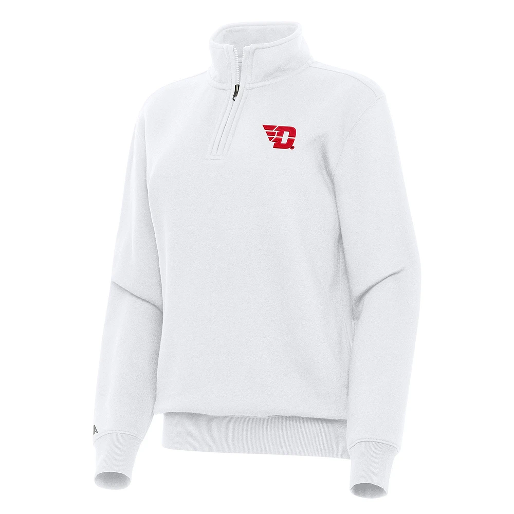 Women's Antigua White Dayton Flyers Victory Quarter-Zip Sweatshirt