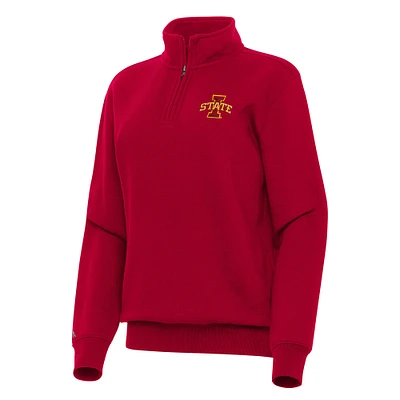 Women's Antigua Cardinal Iowa State Cyclones Victory Quarter-Zip Sweatshirt