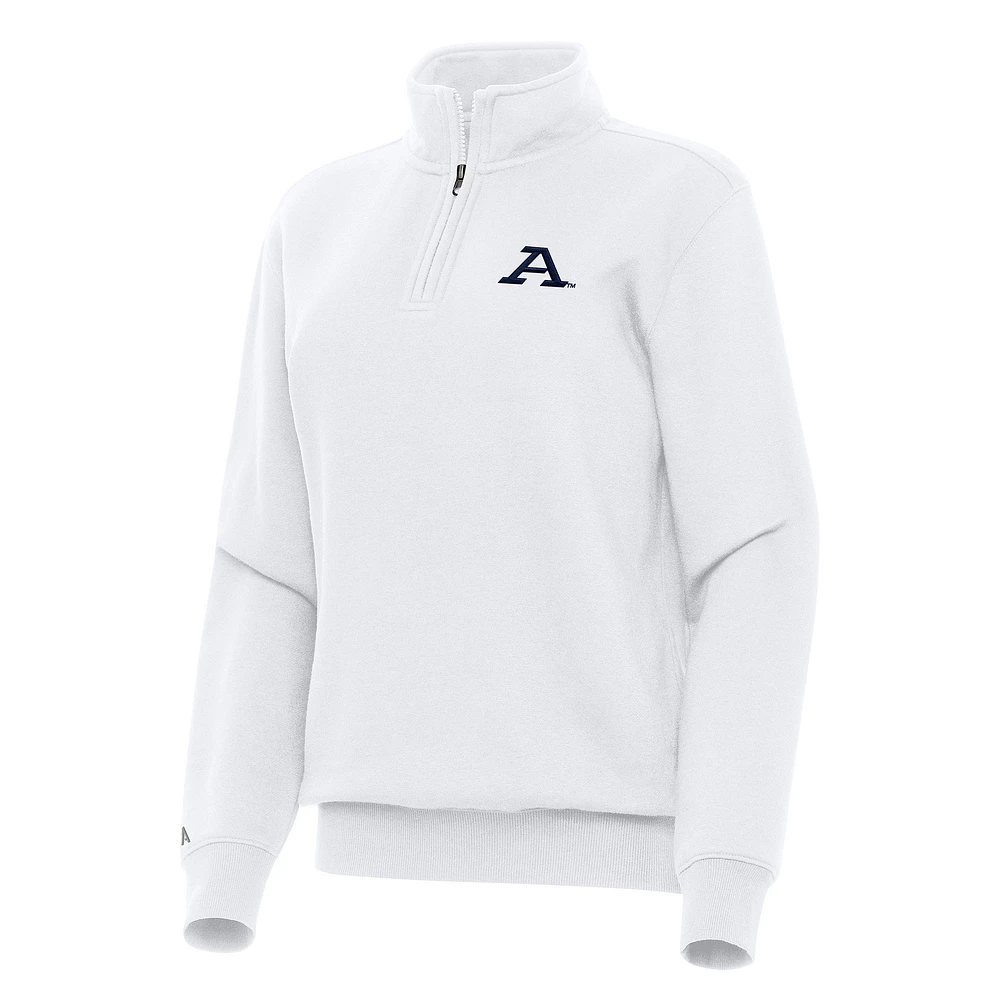 Women's Antigua White Akron Zips Victory Quarter-Zip Sweatshirt