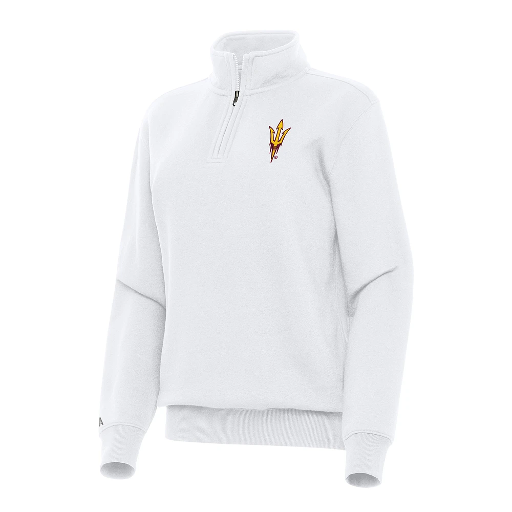 Women's Antigua White Arizona State Sun Devils Victory Quarter-Zip Sweatshirt
