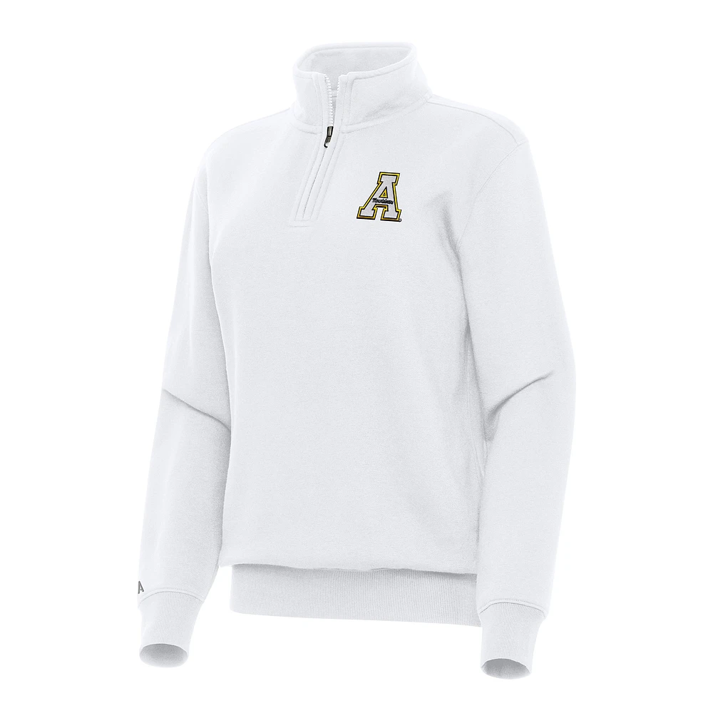 Women's Antigua White Appalachian State Mountaineers Victory Quarter-Zip Sweatshirt