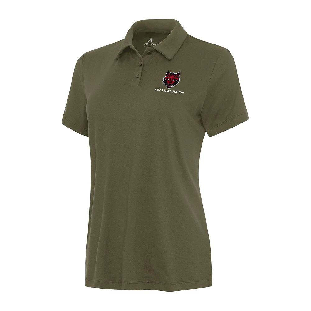 Women's Antigua Olive Arkansas State Red Wolves Reprocess Polo
