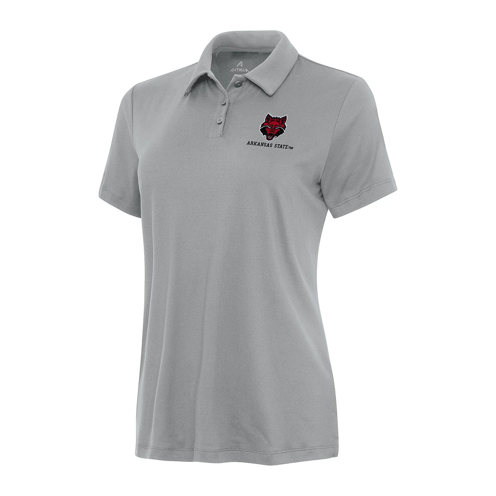 Women's Antigua Gray Arkansas State Red Wolves Reprocess Polo
