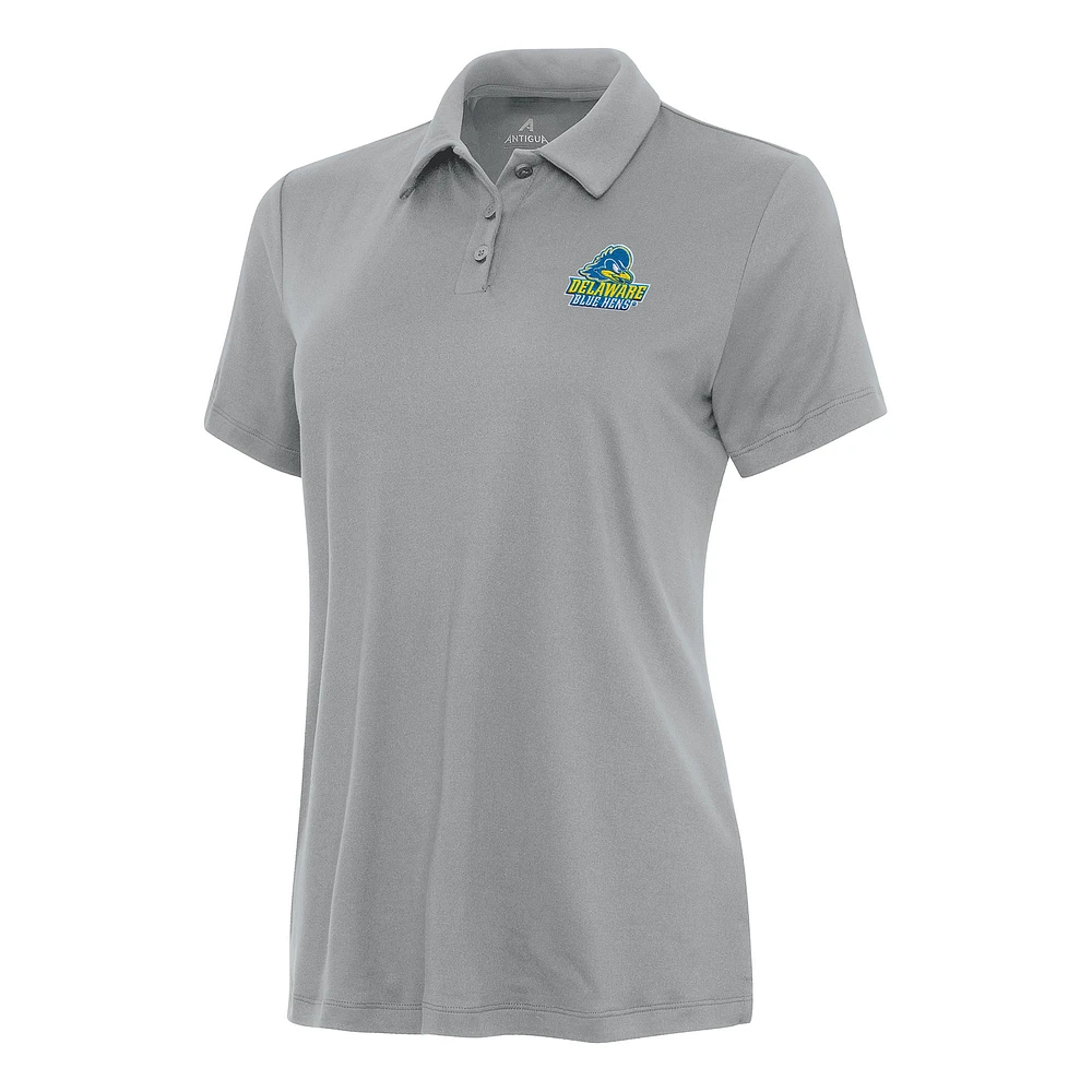 Women's Antigua Gray Delaware Fightin' Blue Hens Reprocess Polo