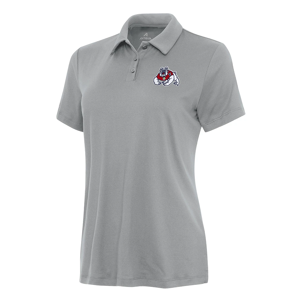 Women's Antigua Gray Fresno State Bulldogs Reprocess Polo
