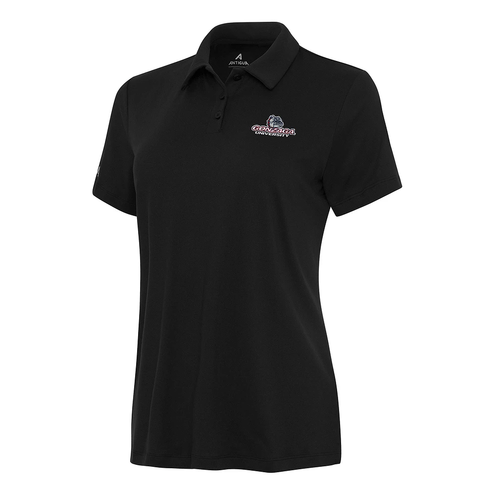 Women's Antigua Black Gonzaga Bulldogs Reprocess Polo