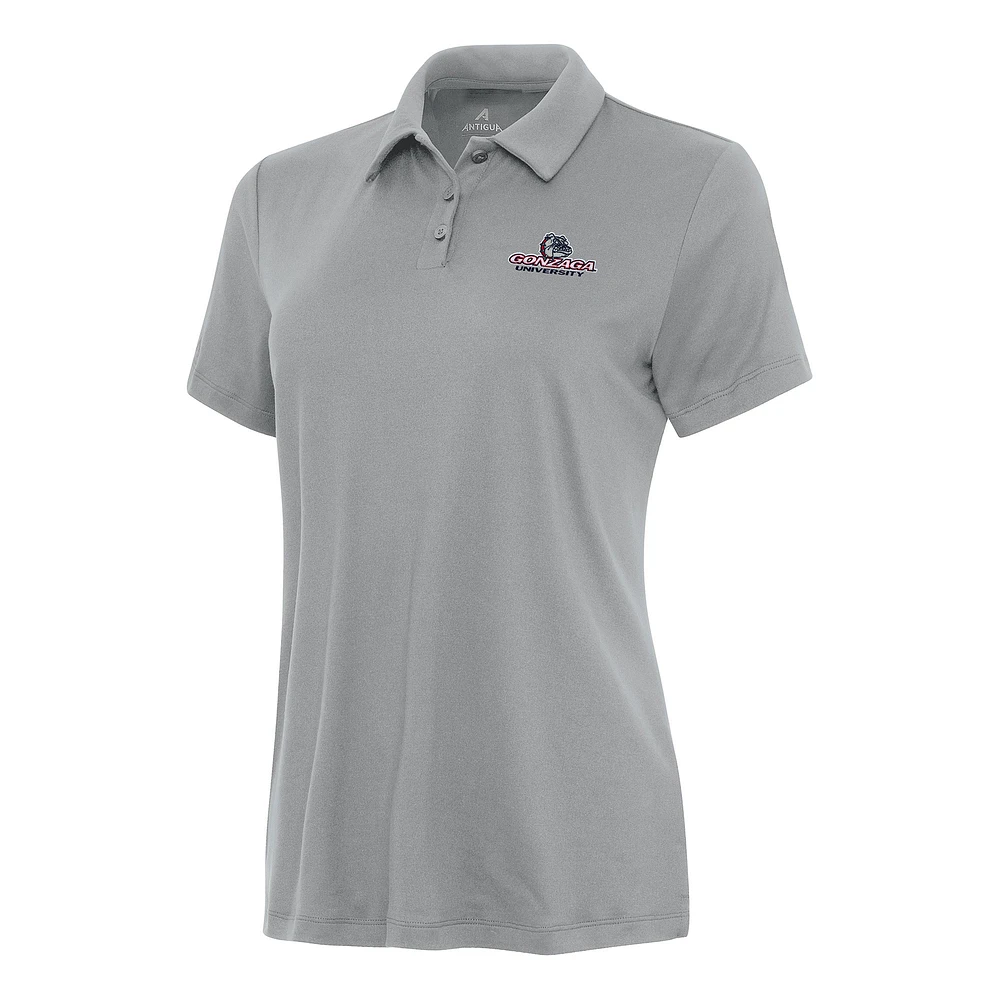 Women's Antigua Gray Gonzaga Bulldogs Reprocess Polo