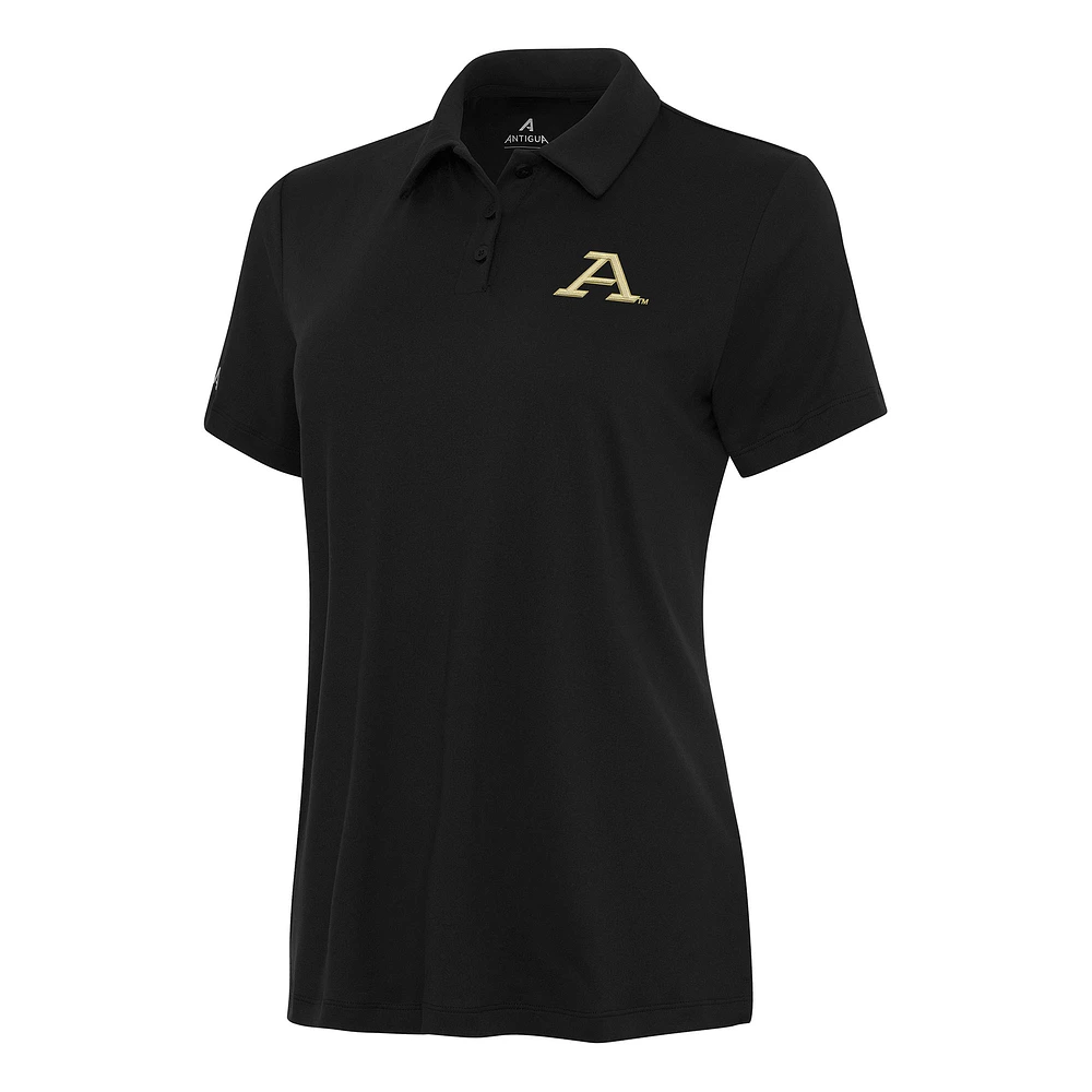 Women's Antigua Black Akron Zips Reprocess Polo