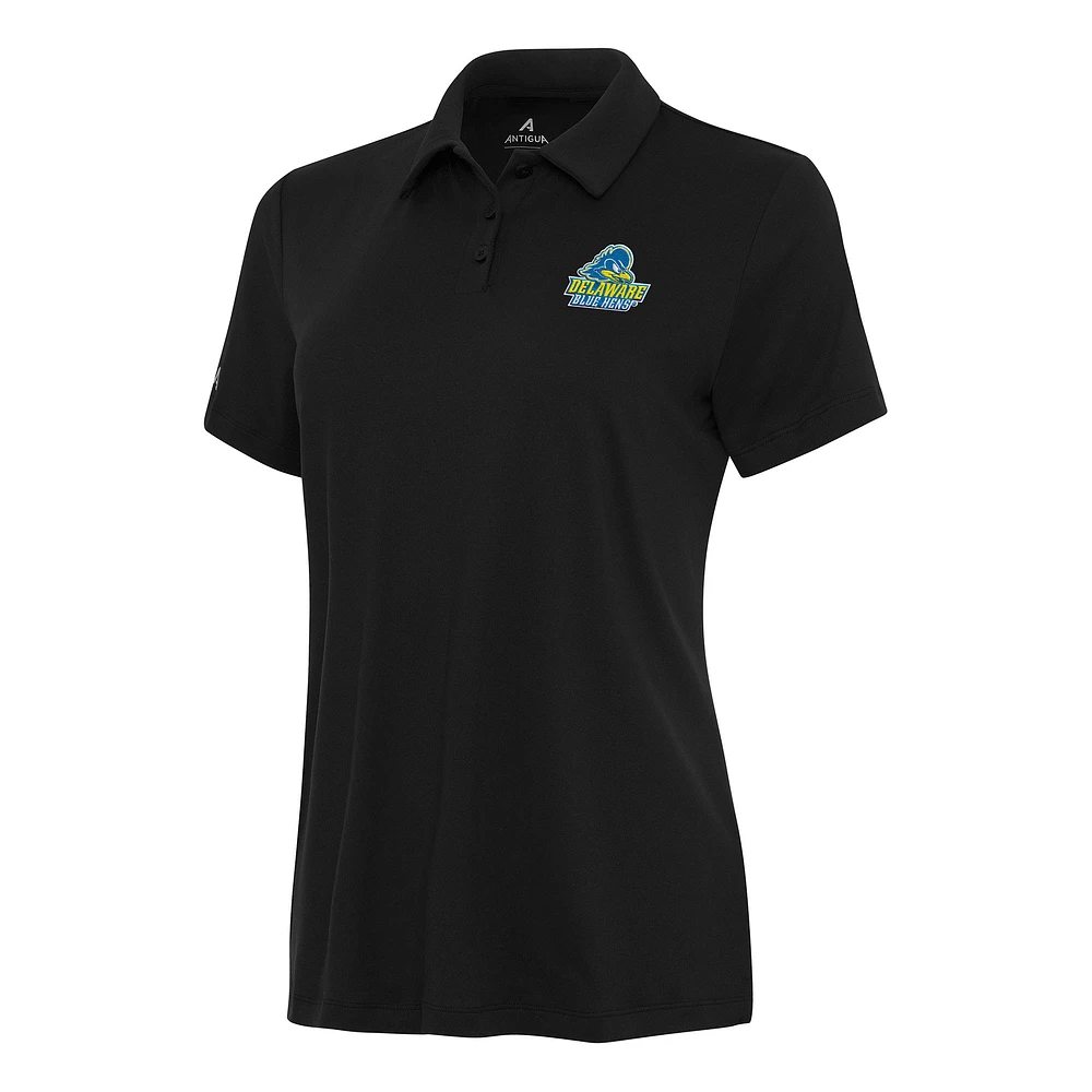 Women's Antigua Black Delaware Fightin' Blue Hens Reprocess Polo