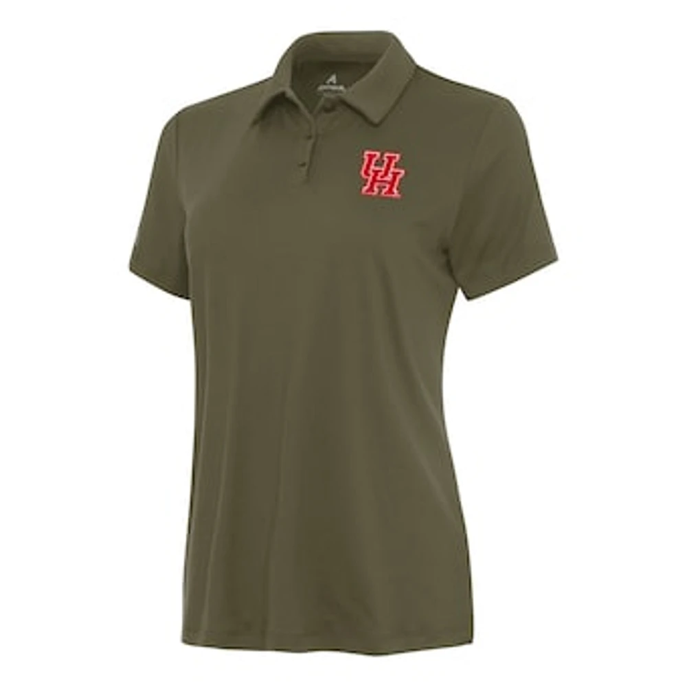 Women's Antigua Olive Houston Cougars Reprocess Polo