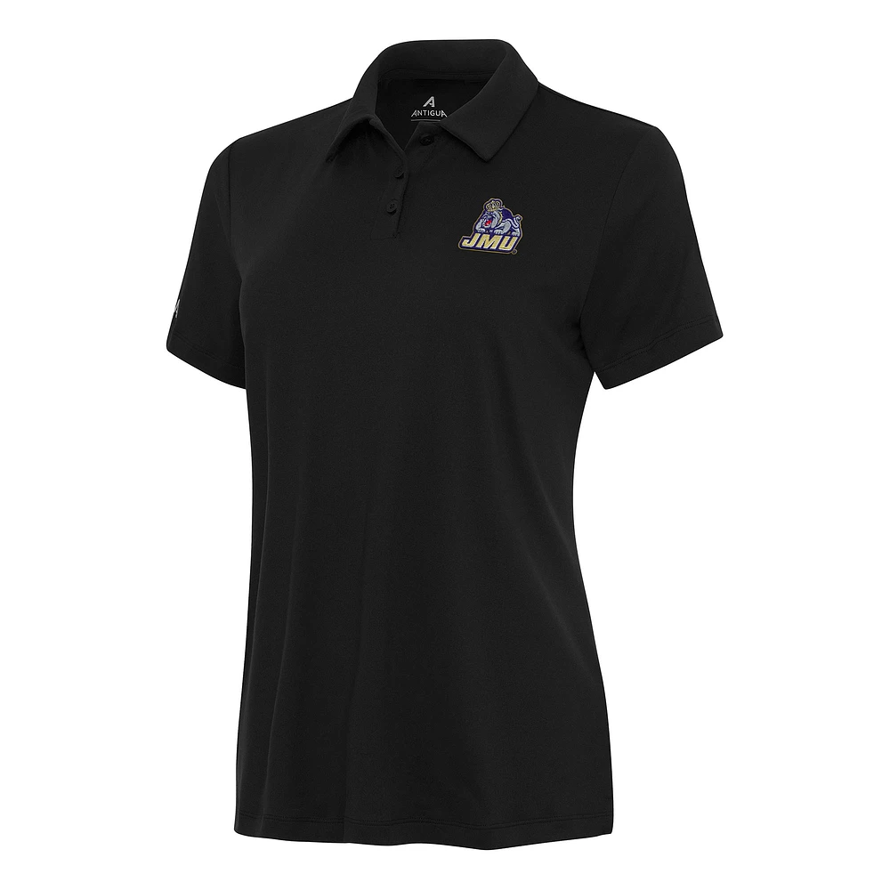 Women's Antigua Black James Madison Dukes Reprocess Polo