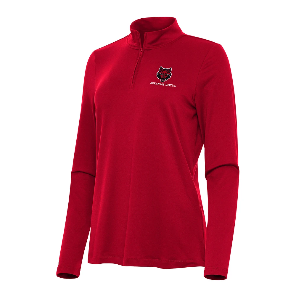 Women's Antigua Red Arkansas State Wolves Reprocess Quarter-Zip Top