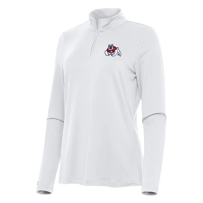 Women's Antigua White Fresno State Bulldogs Reprocess Quarter-Zip Top