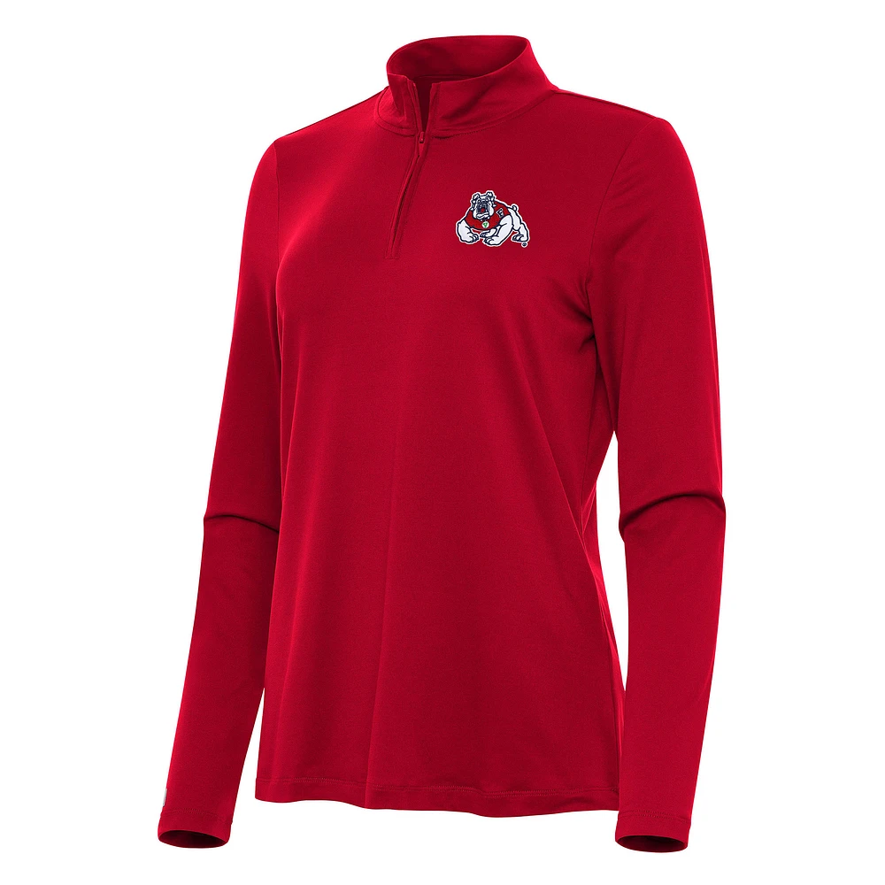 Women's Antigua Red Fresno State Bulldogs Reprocess Quarter-Zip Top