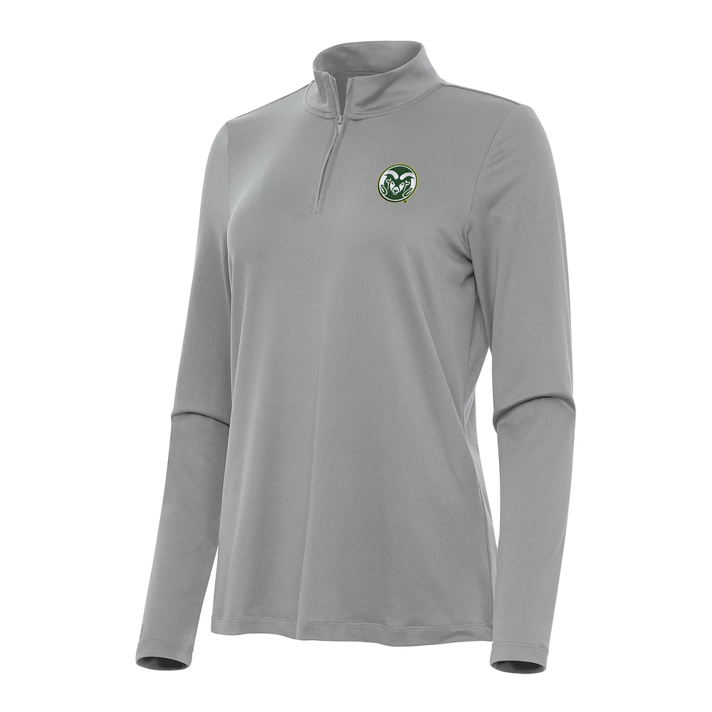 Women's Antigua Gray Colorado State Rams Reprocess Quarter-Zip Top