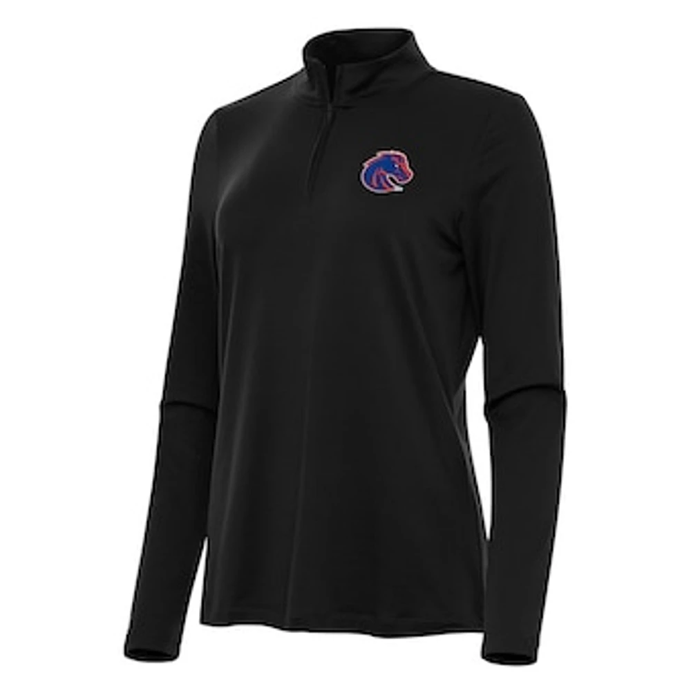 Women's Antigua Black Boise State Broncos Reprocess Quarter-Zip Top